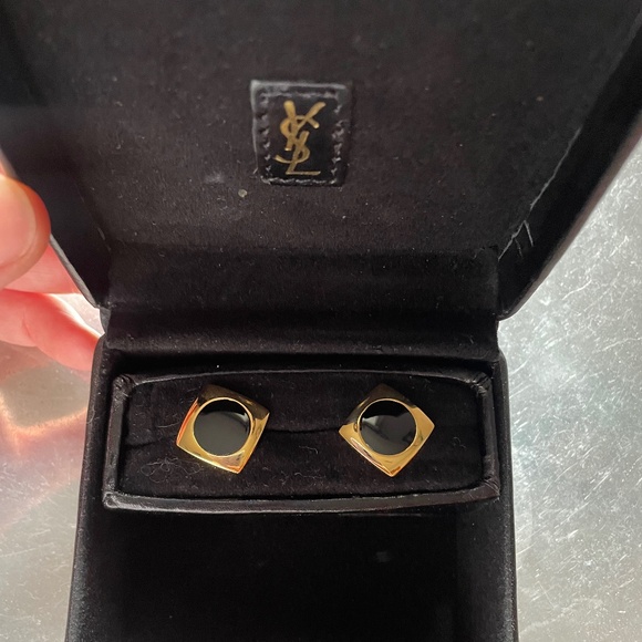 Yves Saint Laurent gold and black cuff links - Picture 1 of 5
